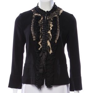 Prada Ruffled Silk Cardigan Blouse size Medium